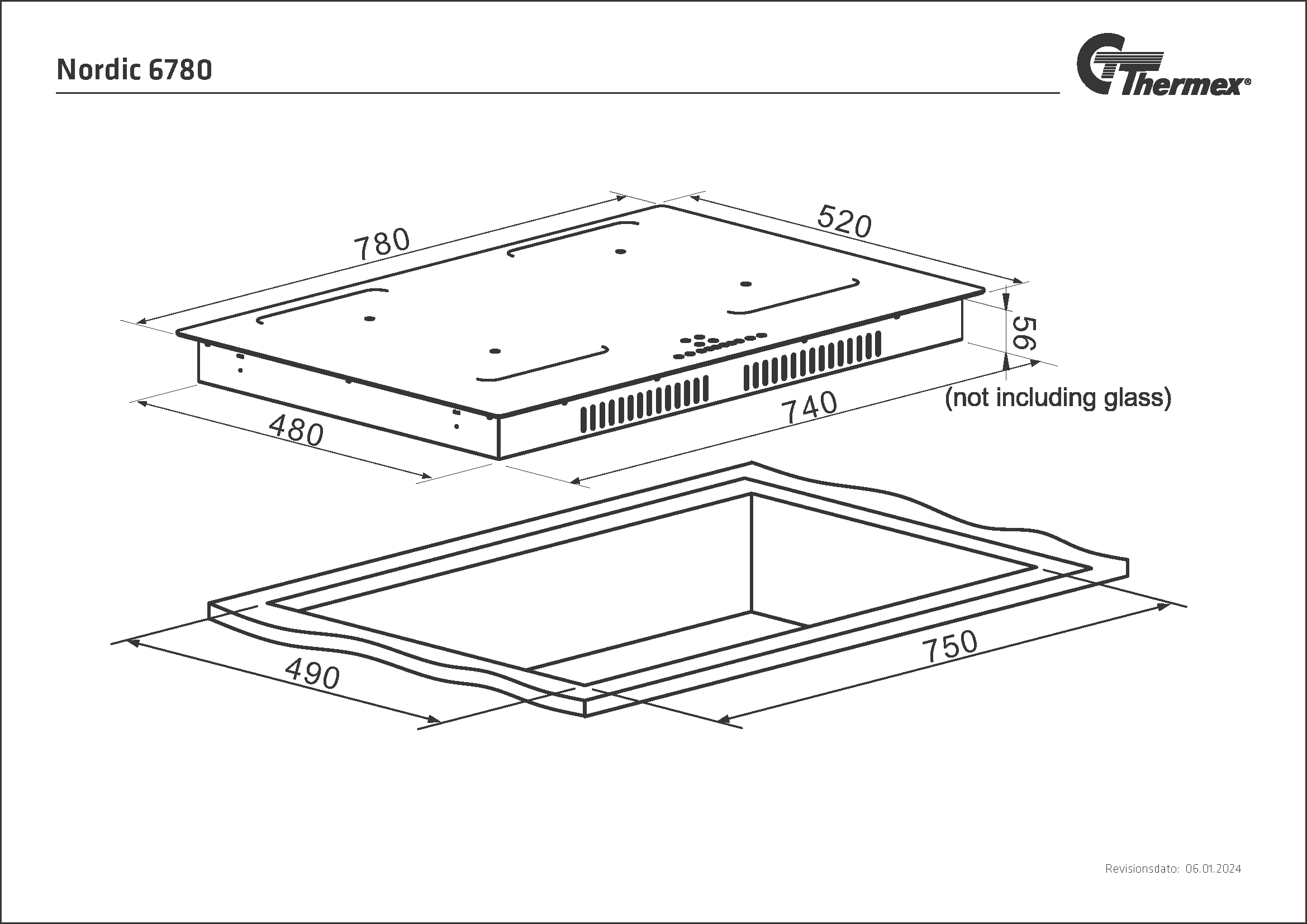 Nordic 6780 induktionskogeplade, 80 cm